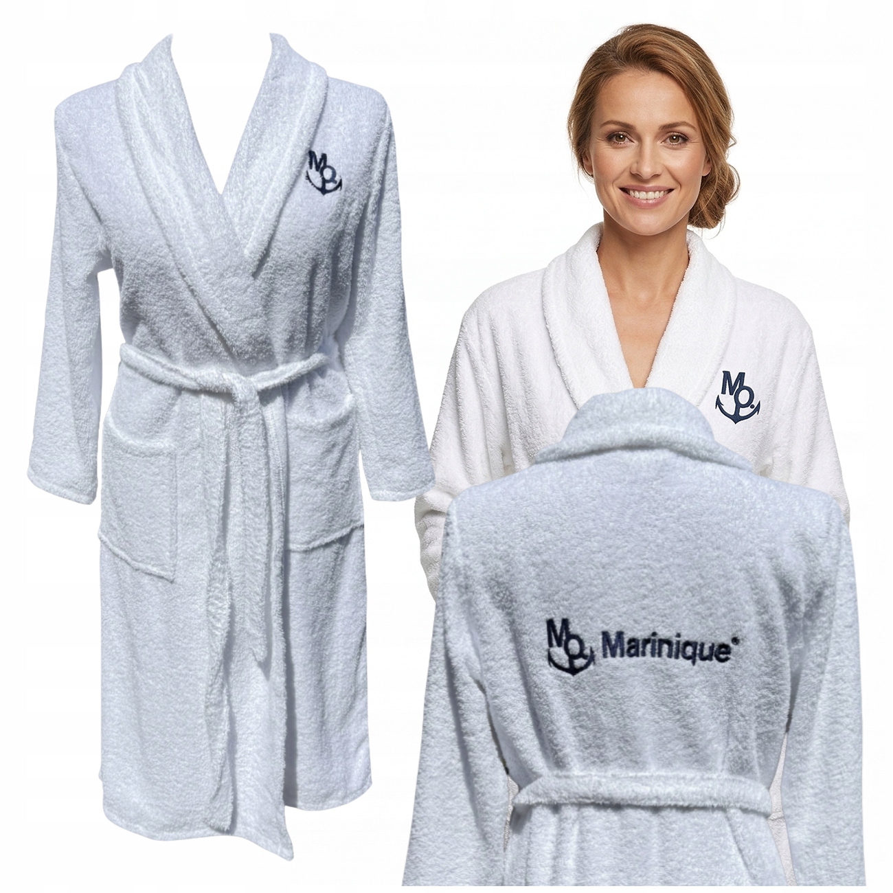 SZLAFROK PERSONALIZOWANY BAWEŁNIANY DAMSKI MĘSKI OPCJA 1 UNISEX MARINIQUE