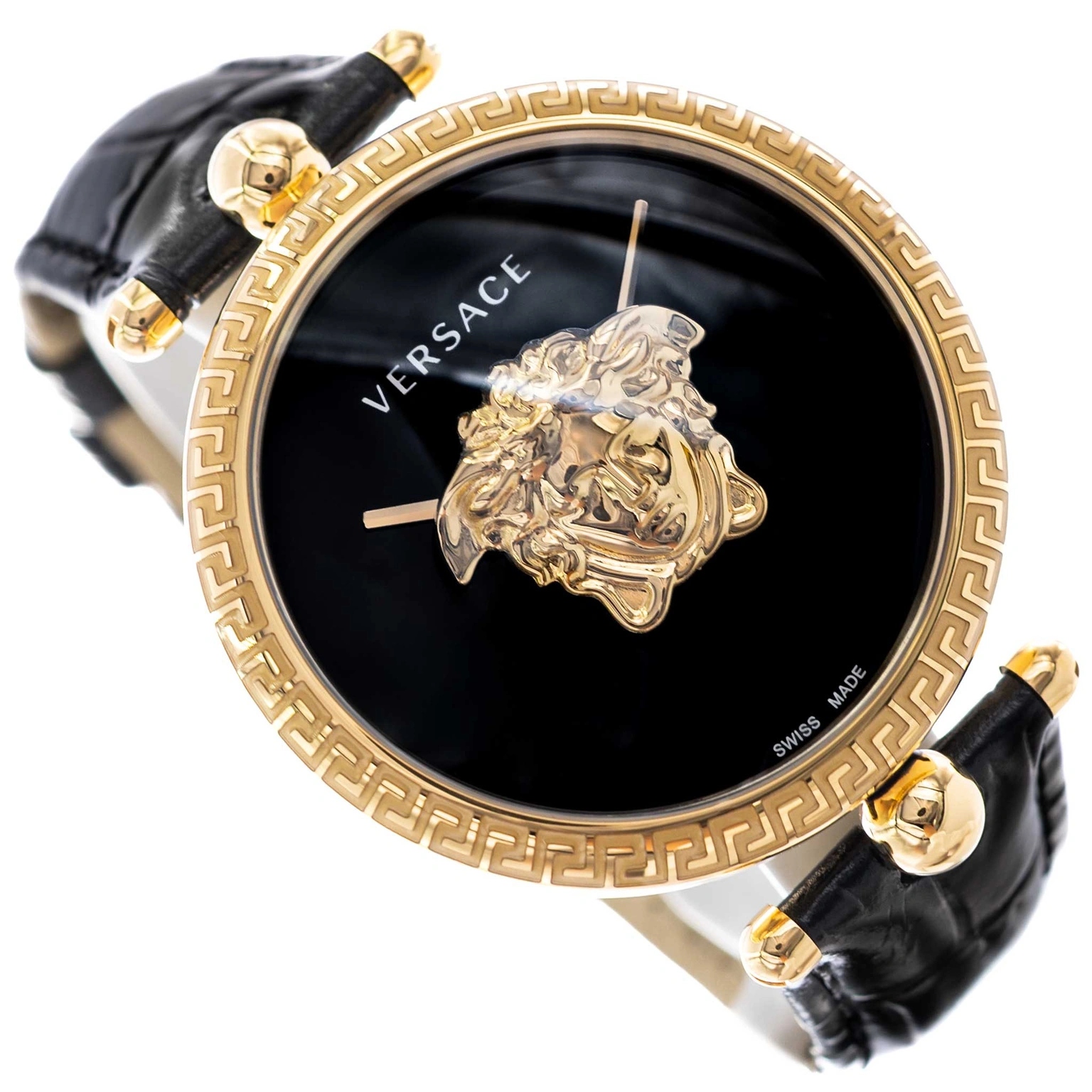 Damski Zegarek Versace VECO02722 Palazzo Czarny Na Pasku Modny