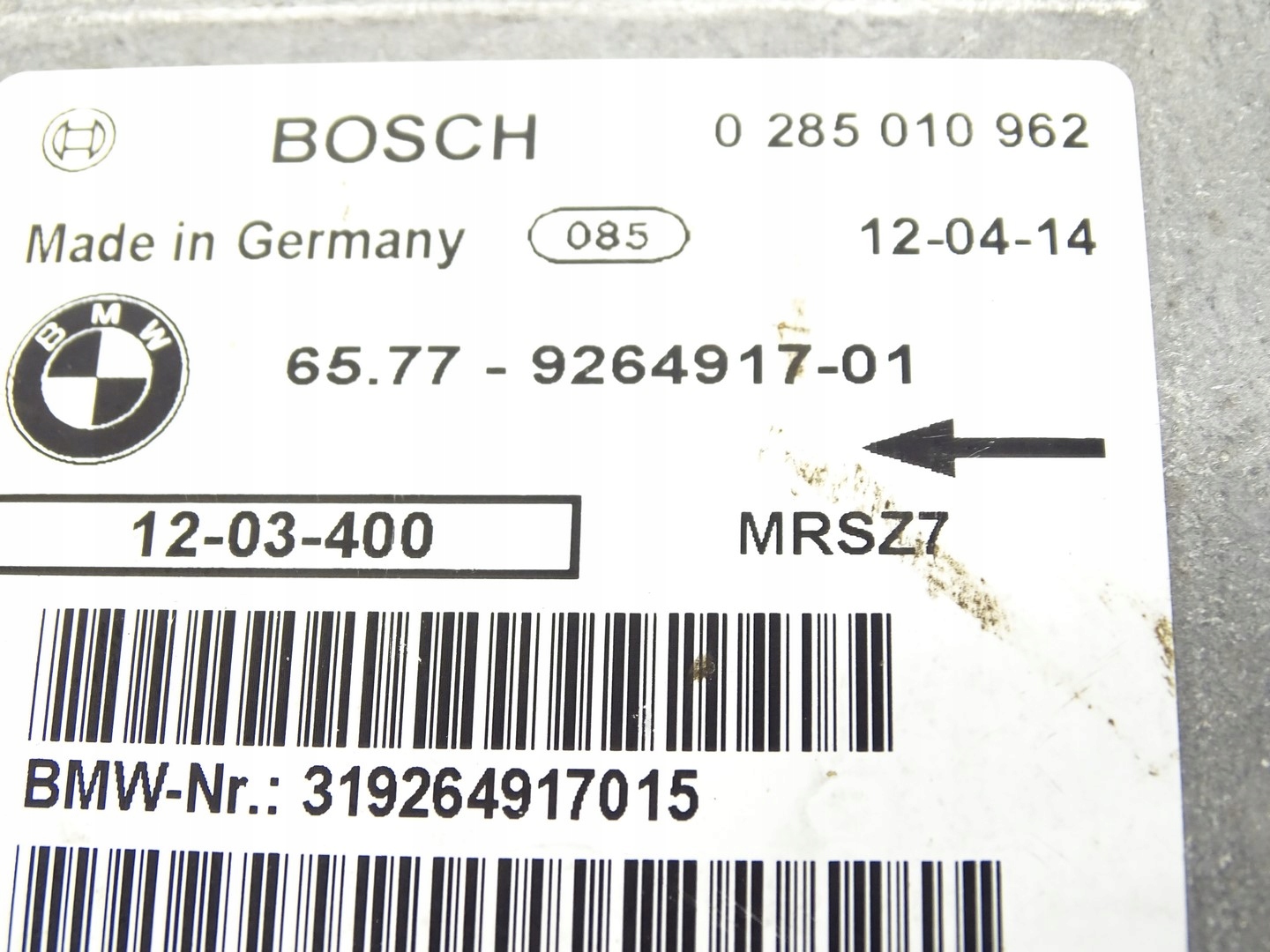modulo SENSOR airbag airbag POWIETRZNEJ BMW Z4 E89 9264917