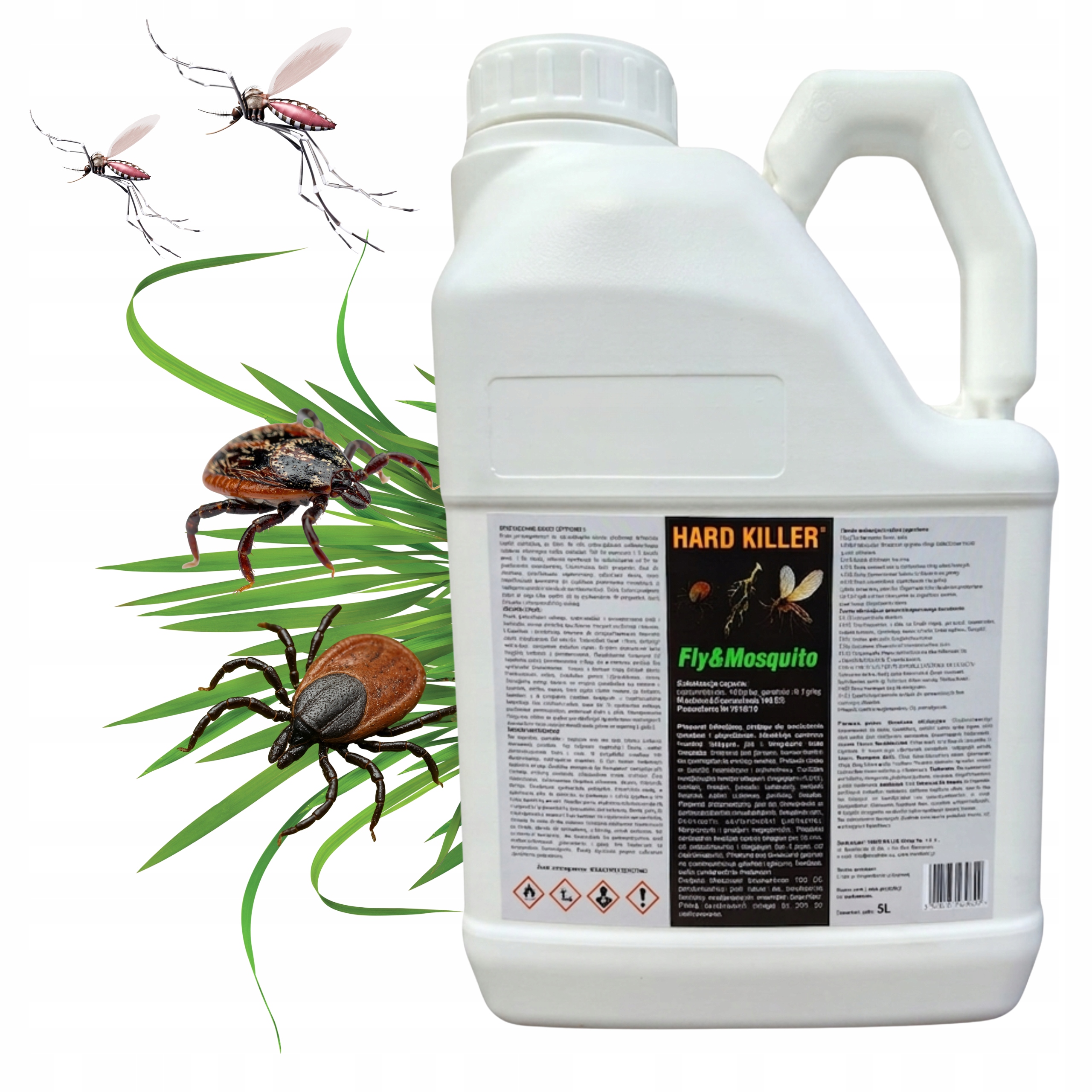 Na komáry Klíšťata Účinný sprej Přípravek Hard Killer 5L Koncentrát Síla