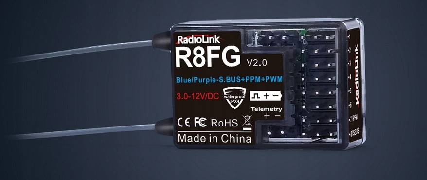 RadioLink Přijímač R8FG 2.4G 8-ch s gyroskopem a telemetrií