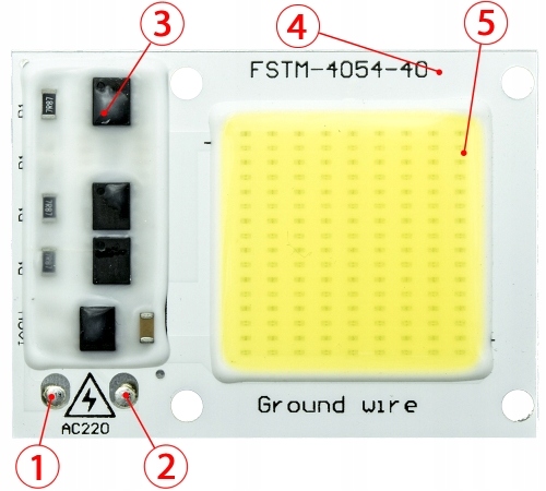 MODUŁ LED COB 30W BIAŁY CIEPŁY lub ZIMNY 55x40mm bezpośrednio pod 230V Stan opakowania oryginalne