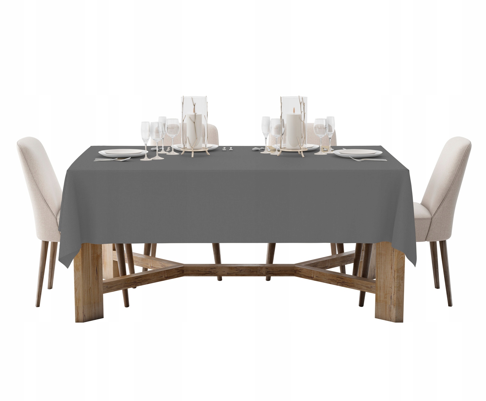 CIEMNY SZARY OBRUS 140x380 GRUBY MATOWY GŁADKI NA STÓŁ UNIWERSALNY