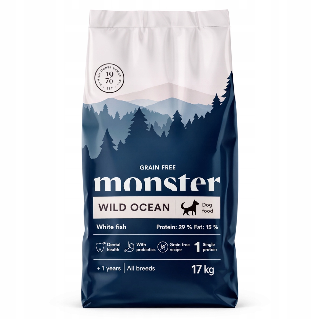 Monster Dog Sensitive 17 kg Bezobilné suché Krmivo pro psa s bílou rybou