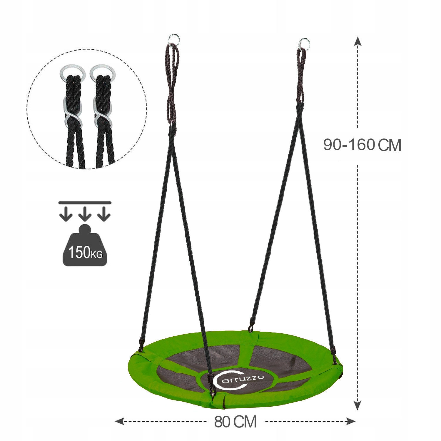 HUŚTAWKA OGRODOWA WISZĄCA DLA DZIECI BOCIANIE GNIAZDO WYTRZYMAŁA XL 80 cm Materiał tworzywo