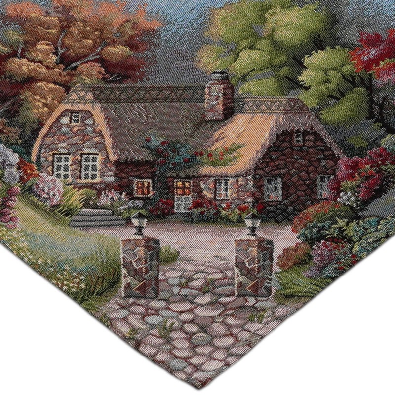 Dekorativní gobelínový ubrousek Selský Karjobraz Domeček Arras 98x98 cm