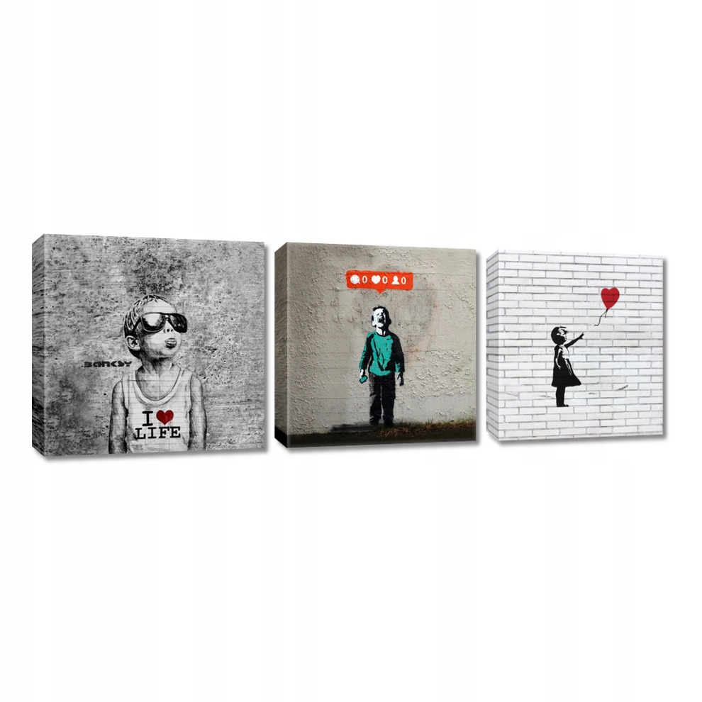 

Obrazy 3x 30x30 Banksy Trzy klasyki