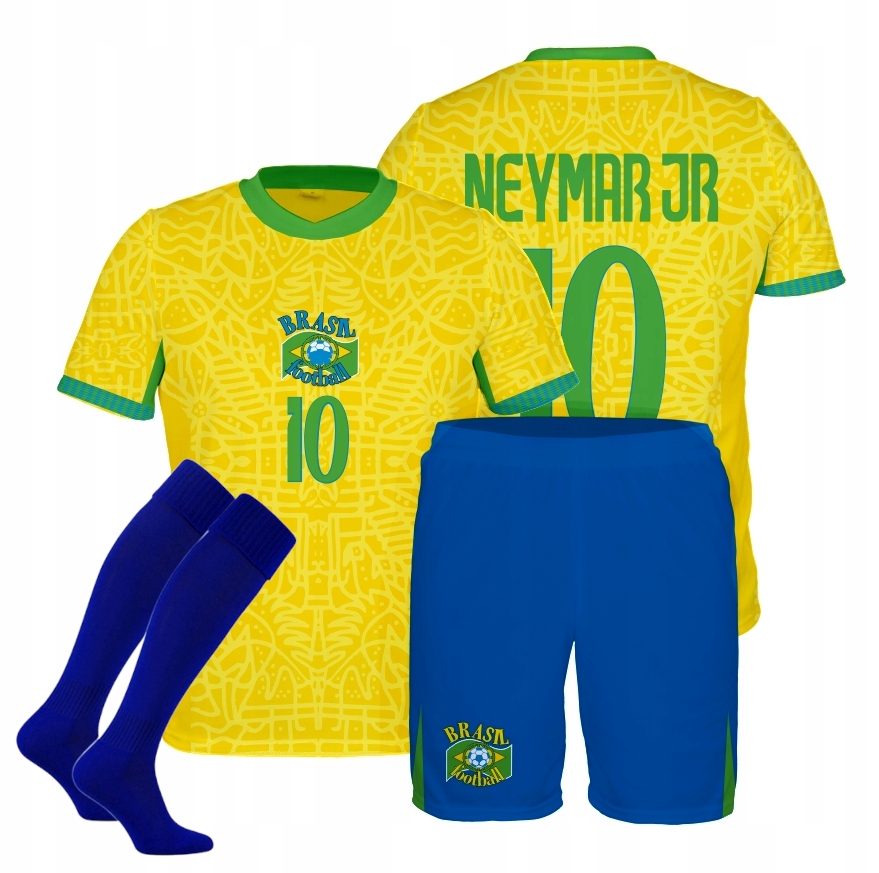 Strój Neymar Brazylia Komplet Piłkarski koszulka spodenki getry r. 134