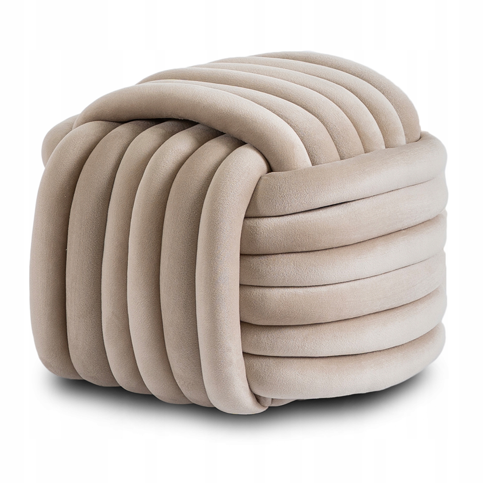 Taburet Pletený Velurový na sezení Toaletní stolek Předsíňový Puf Krémová Magma