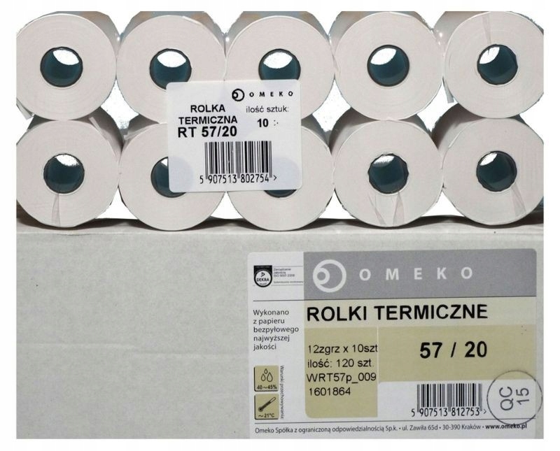 

Rolki Kasowe Termiczne 57mm X 20m. Opk. 10 Szt.