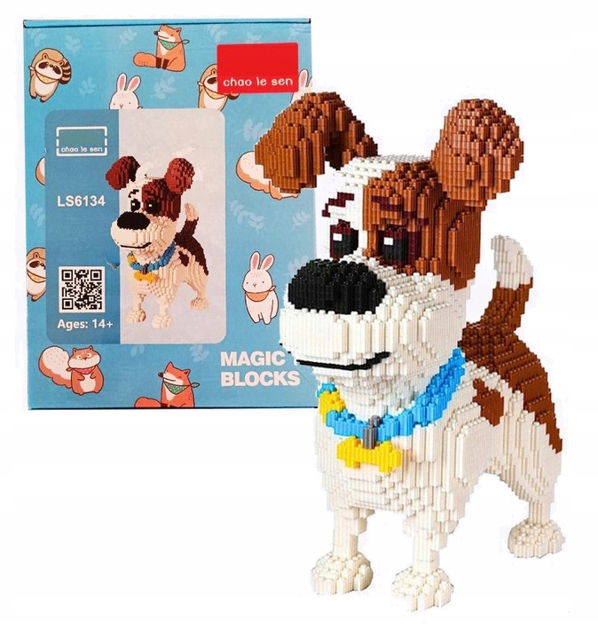 KLOCKI SŁODKI PIESEK ŚLICZNY PIES Z KLOCKÓW MODEL PUZLE DOG 3D REKSIO