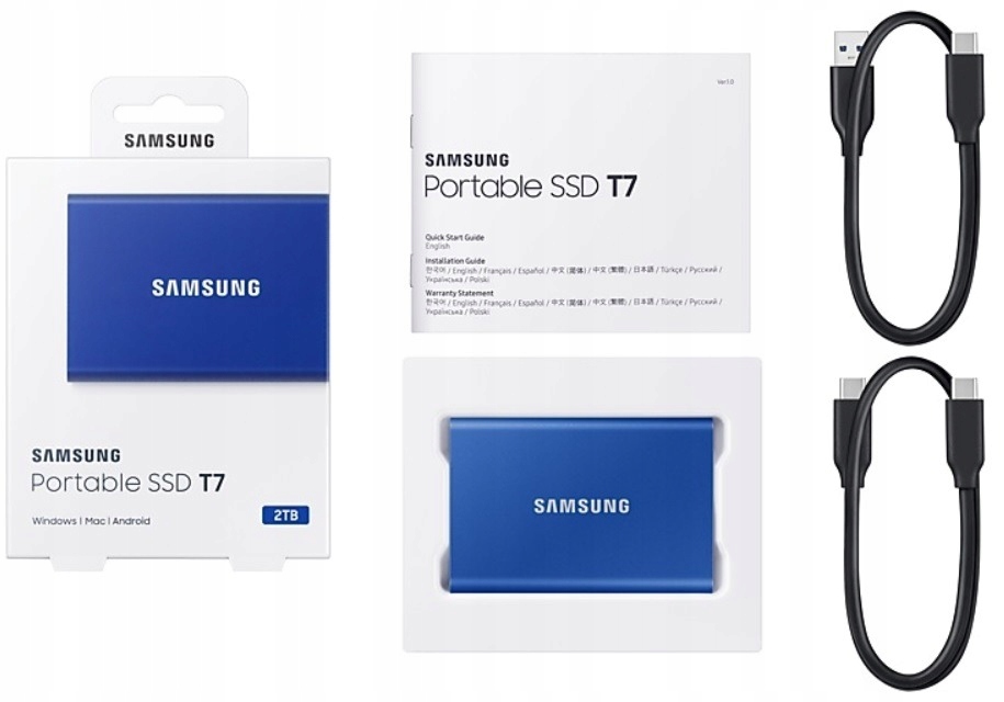 Dysk SAMSUNG Portable T7 2TB SSD Rodzaj dysku SSD