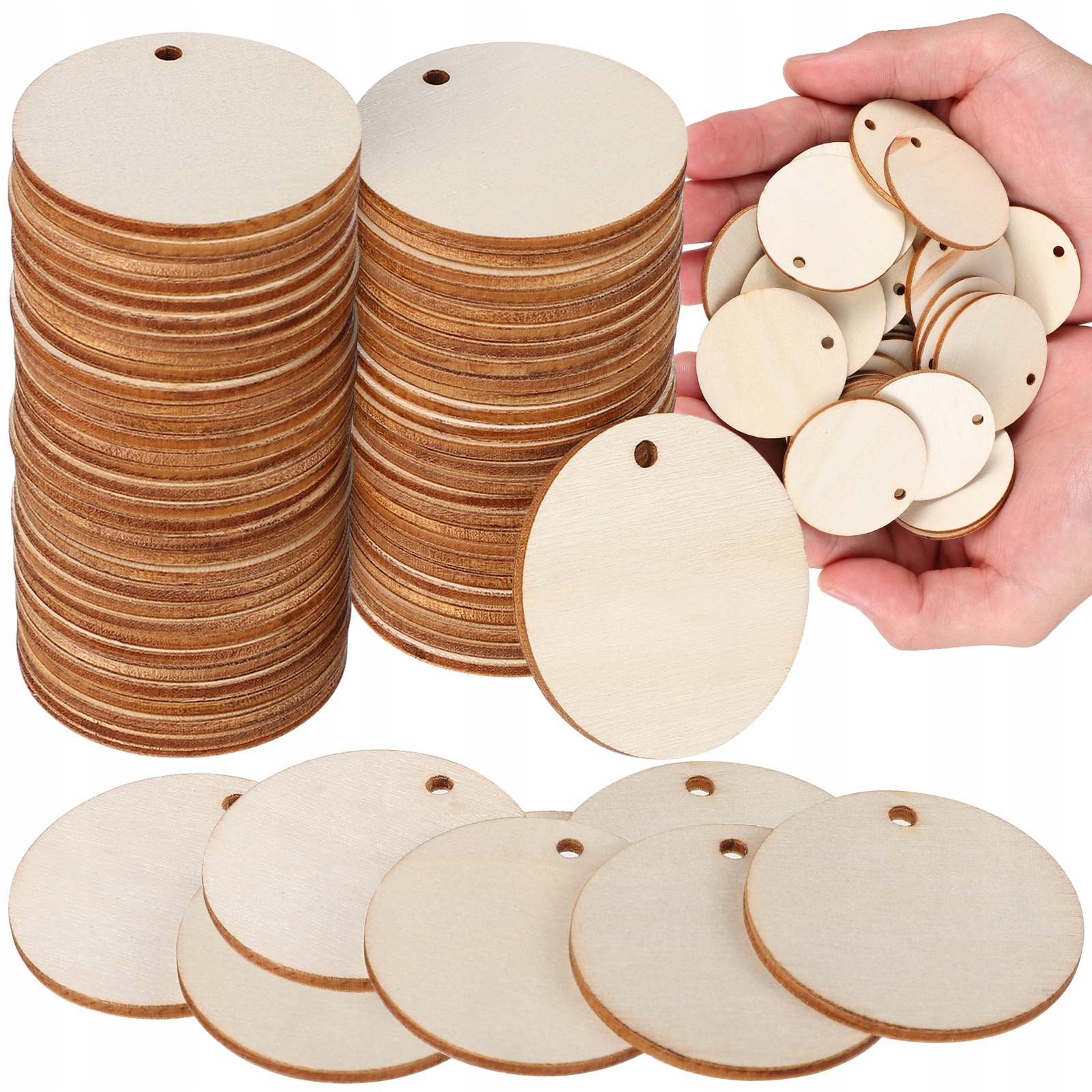 

100pcs drewniane wisiorki koła naturalne okrągłe d
