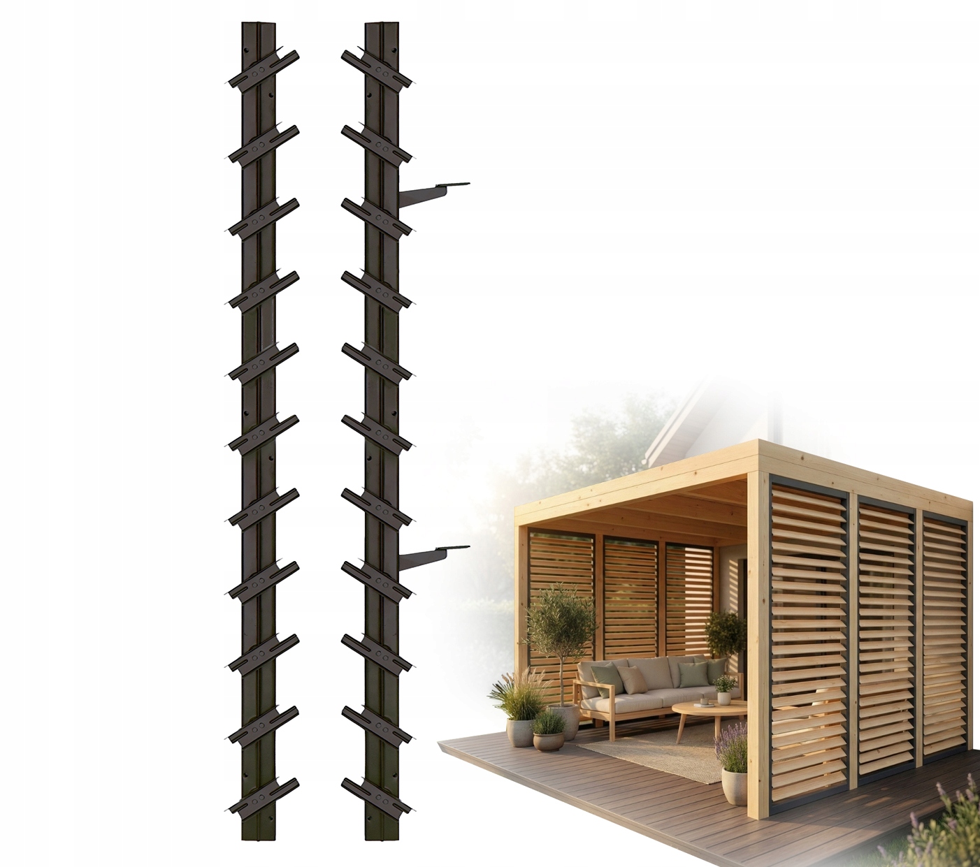 Pohyblivé Dosky Mechanizmus Shutters Hnedé Terasové Žalúzie Oceľové 100 CM