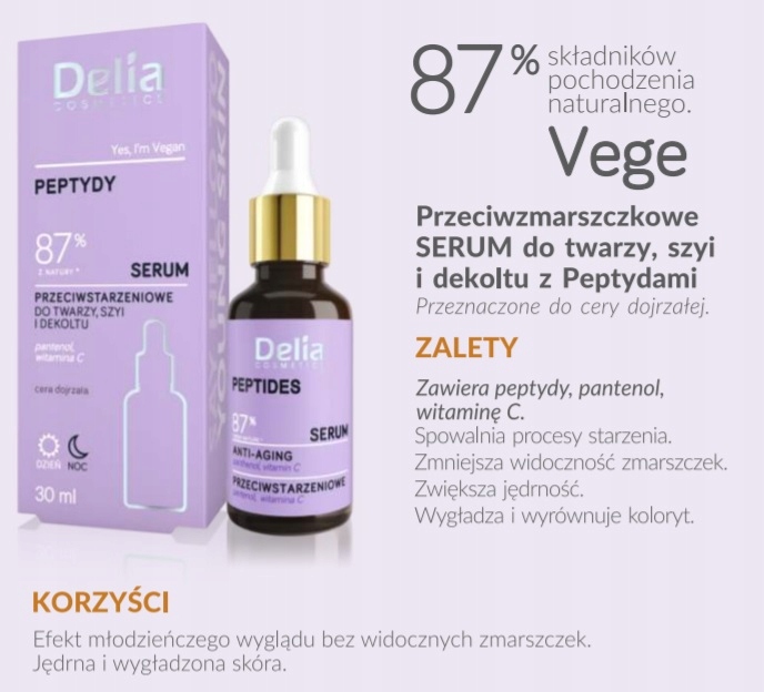 DELIA - SERUM PRZECIWSTARZENIOWE DO TWARZY PEPTYDY Marka Delia Cosmetics