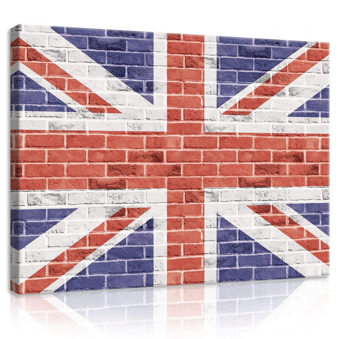 Obraz 100x75 Union Jack vlajka cihlová zeď textura urban patriotismus umění