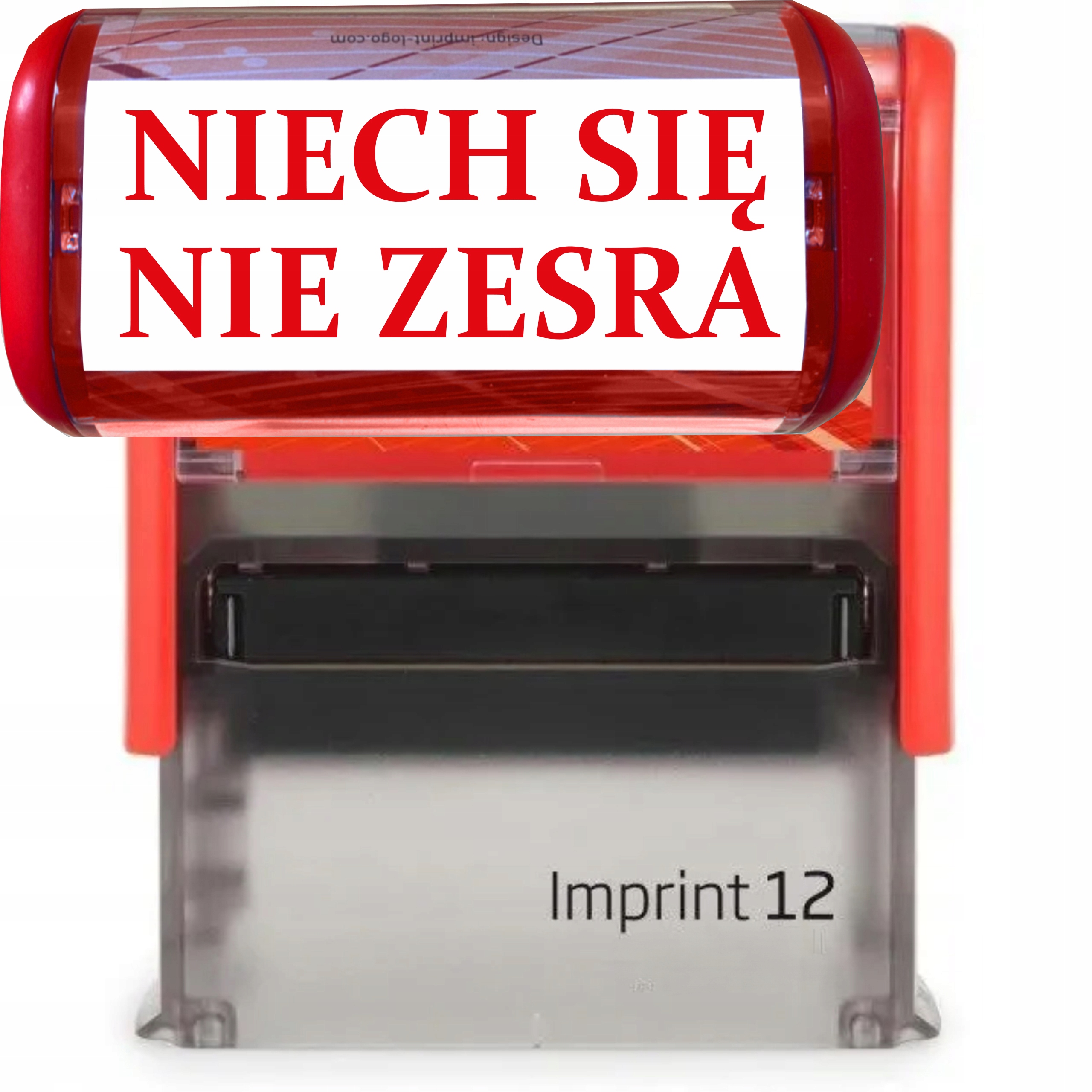 PIECZĄTKA CZERWONA AUTOMATYCZNA NAPIS NIECH SIĘ NIE ZESRA GADŻET PREZENT