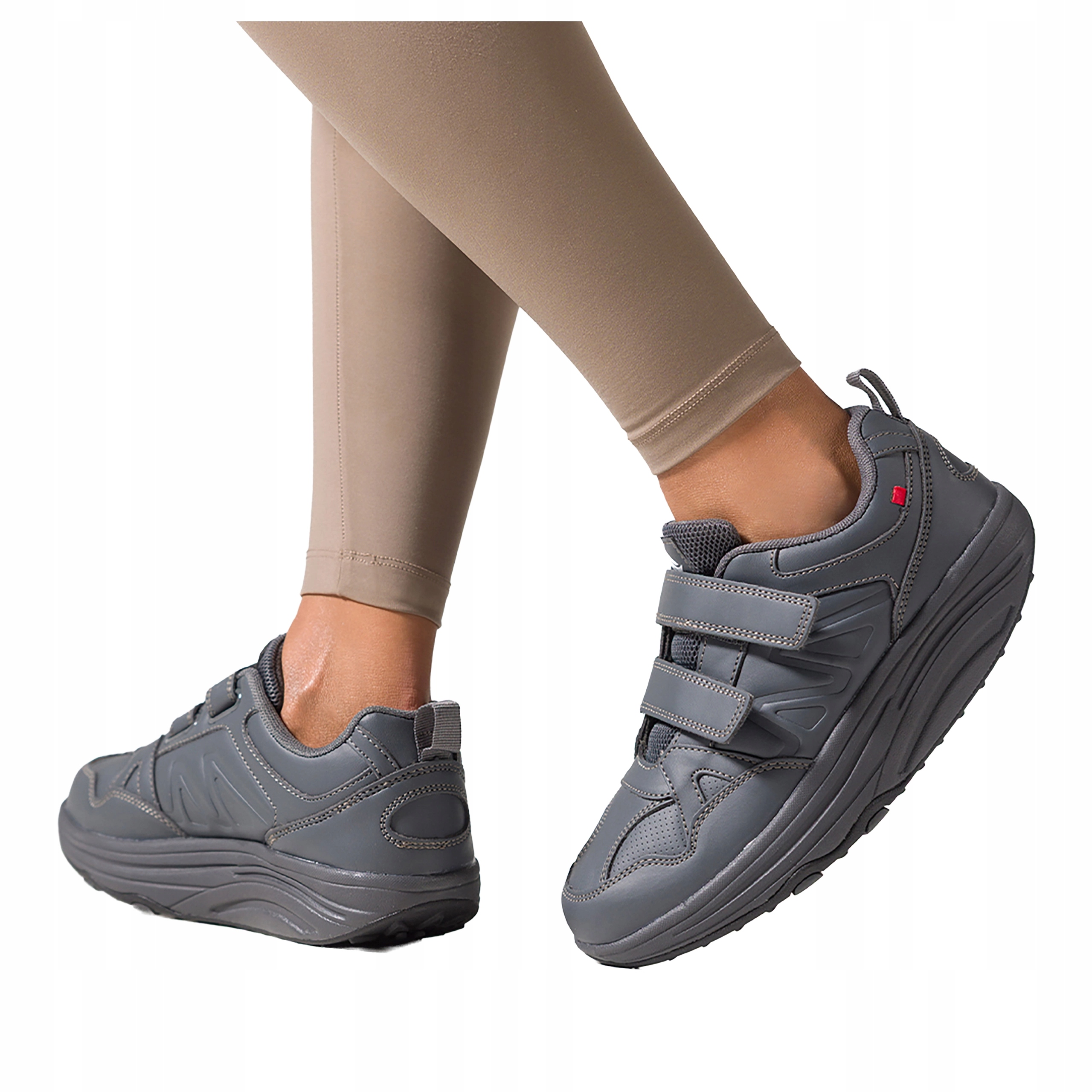 Šedé dámské sportovní tenisky pohodlné na platformě, módní na suchý zip, velikost 39