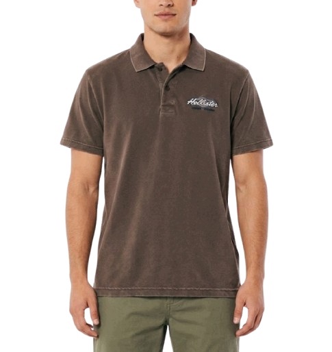 Polo tričko Abercrombie Hollister tričko L hnědé Relaxed Fit