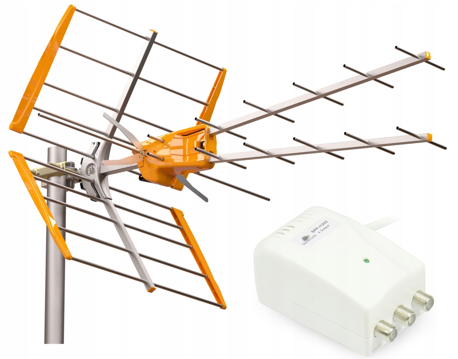 Antena DVB-T2 Televes V+ MiX Combo Wzmacniacz Zasilacz 12V Rozdzielacz 2 TV