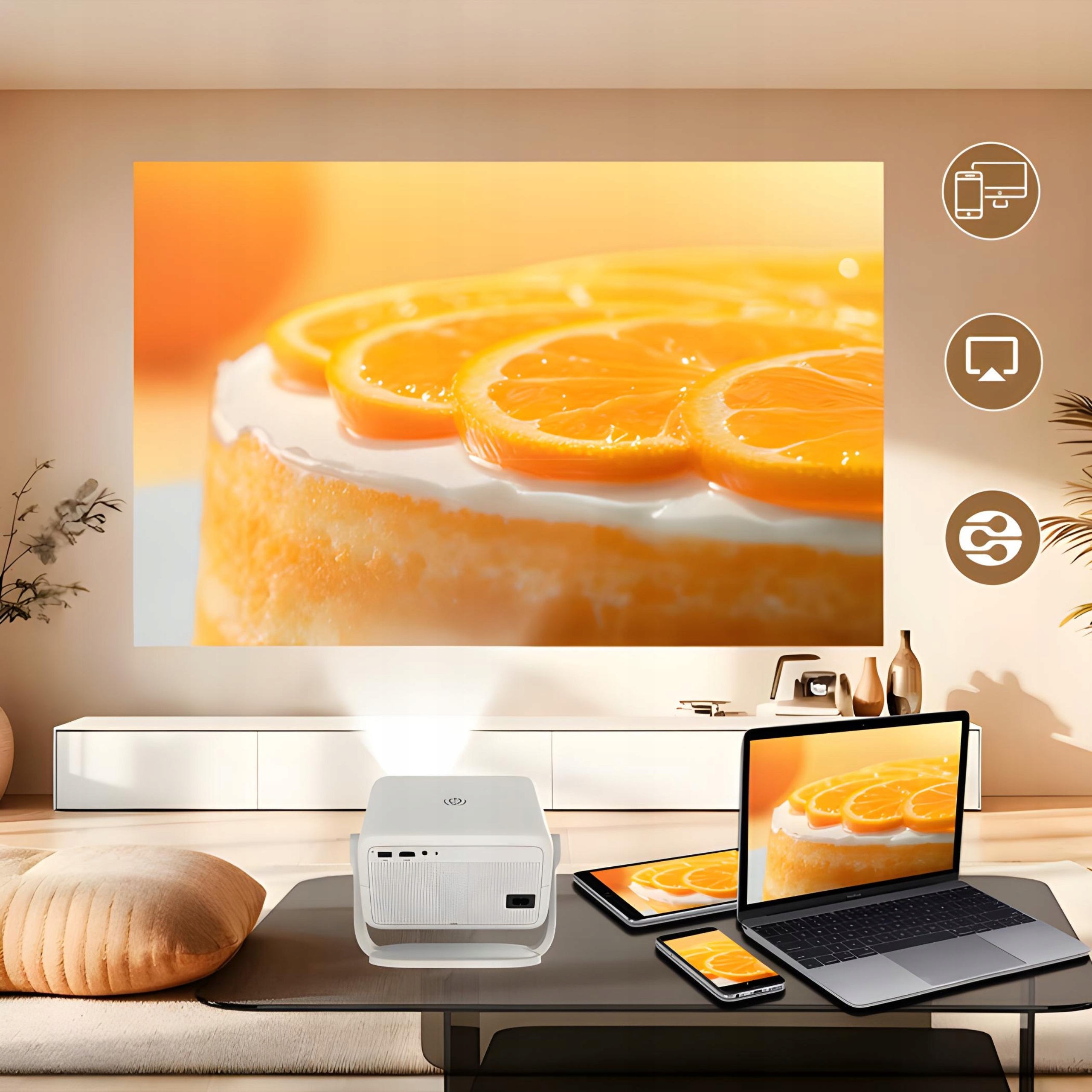 PROJEKTOR 4K FULL HD ANDROID AUTO FOKUS NETFLIX APLIKACJE OBROTOWY 2025 Kontrast (x:1) 20000