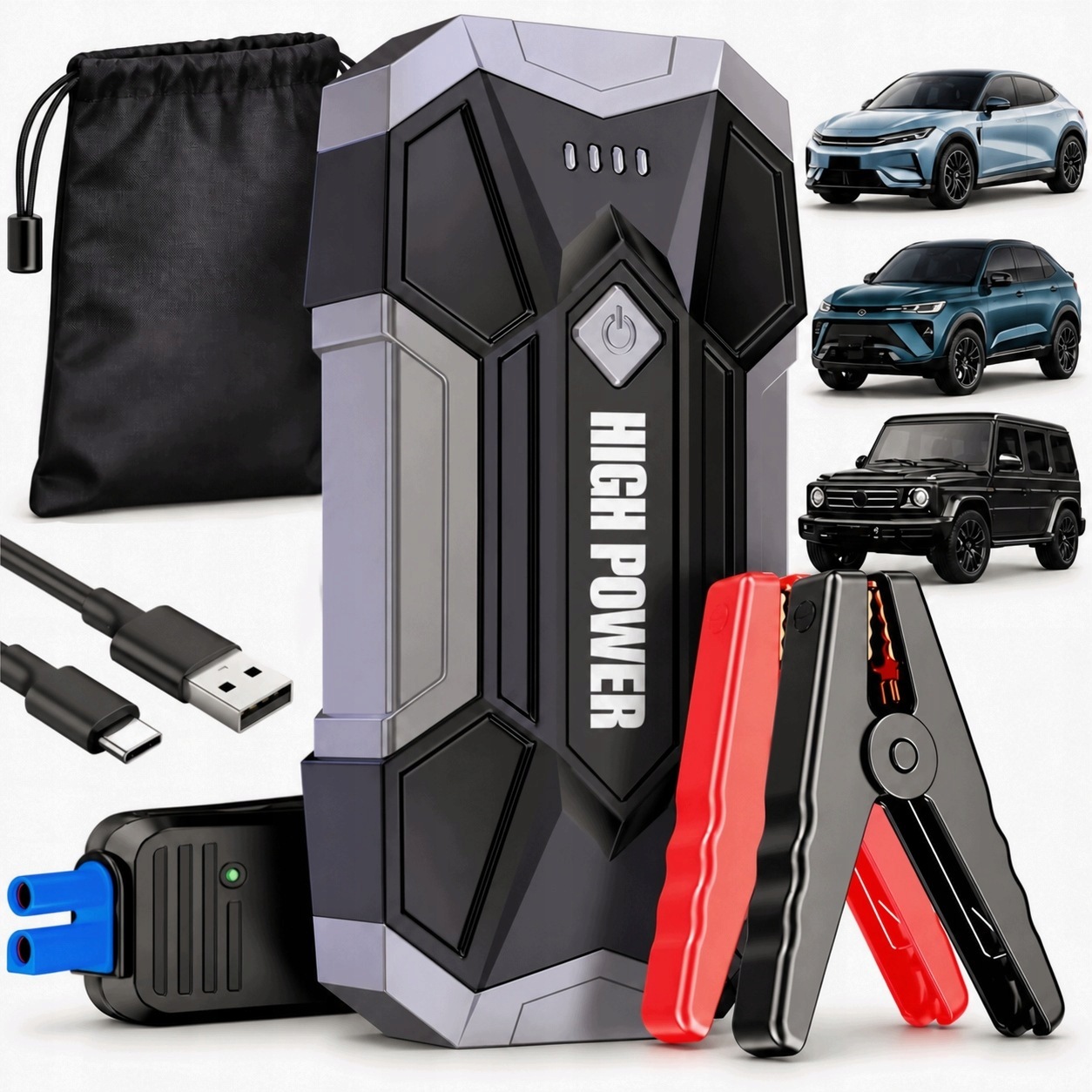 Startovací Zařízení 12V 8000MAH Booster Powerbanka Do Auta Led Usb