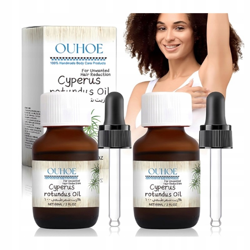2X Olej Cyperus Rotundus pro odstranění chloupků a zvlhčení pokožky