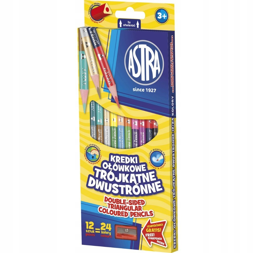 

Astra Kredki Trójkątne Dwustronne 12/24