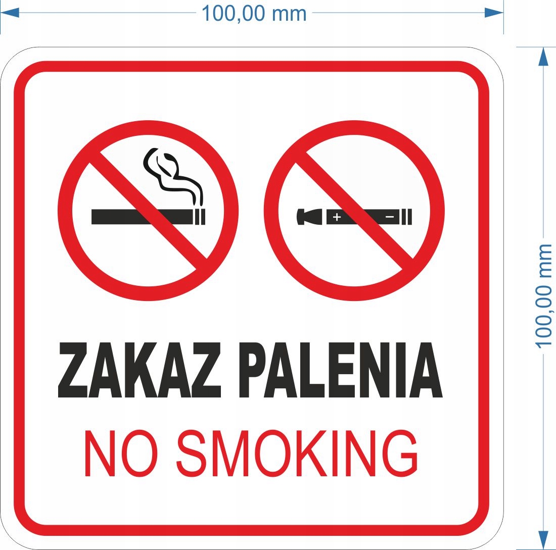 Naklejka ZAKAZ PALENIA PAPIEROSÓW i E-PAPIEROSÓW Kod producenta ETYKZAK10W3