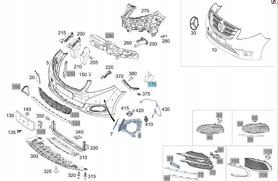 WSPORNIK ZDERZAKA PRZEDNI MERCEDES W447 VITO Numer katalogowy części A4478810000