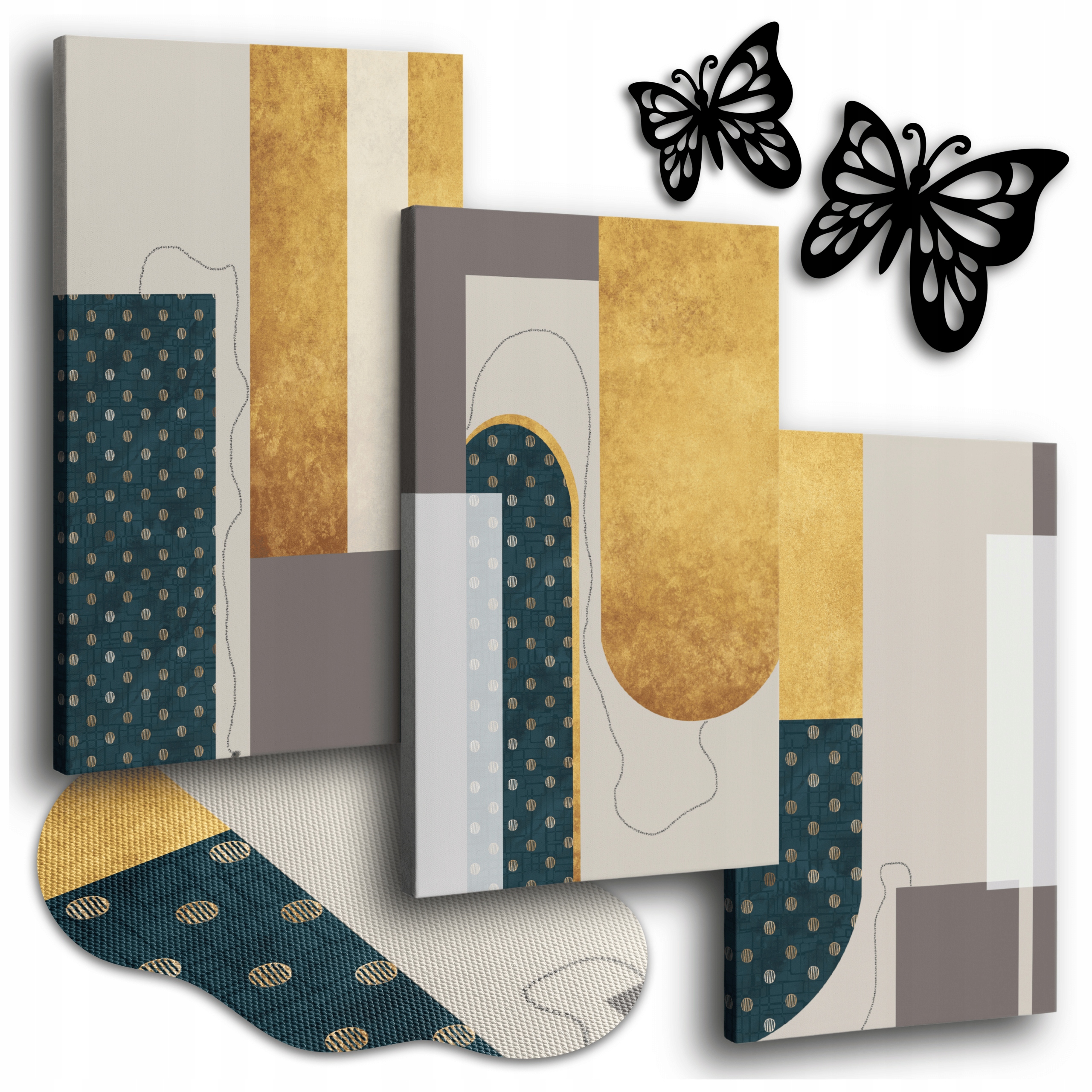 Geometrický Obraz Na Plátně 150x70 cm Obrazy Do Obývacího Pokoje Zlato Granátová Béžová