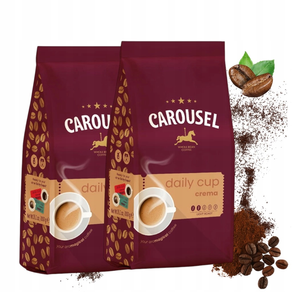 Levně Set 2 Kusů: Káva Zrnková Carousel Coffee Daily Cup Crema 1000 g
