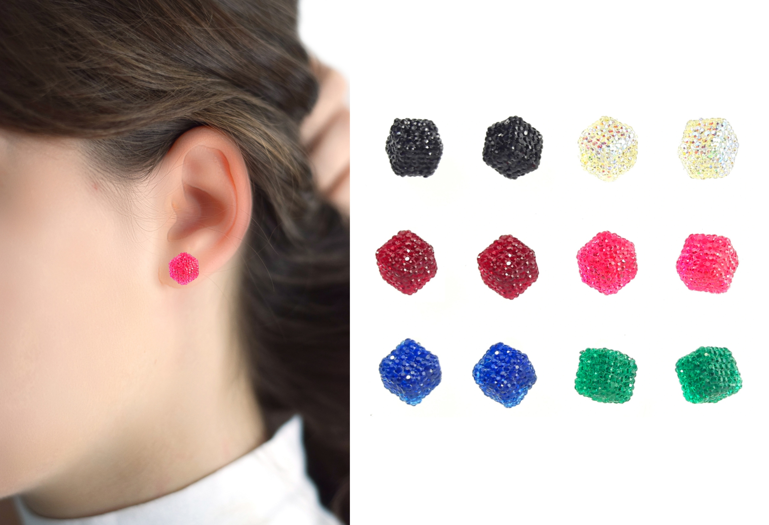 

Zestaw kolczyków 6 par kostki kryształkowe cubes