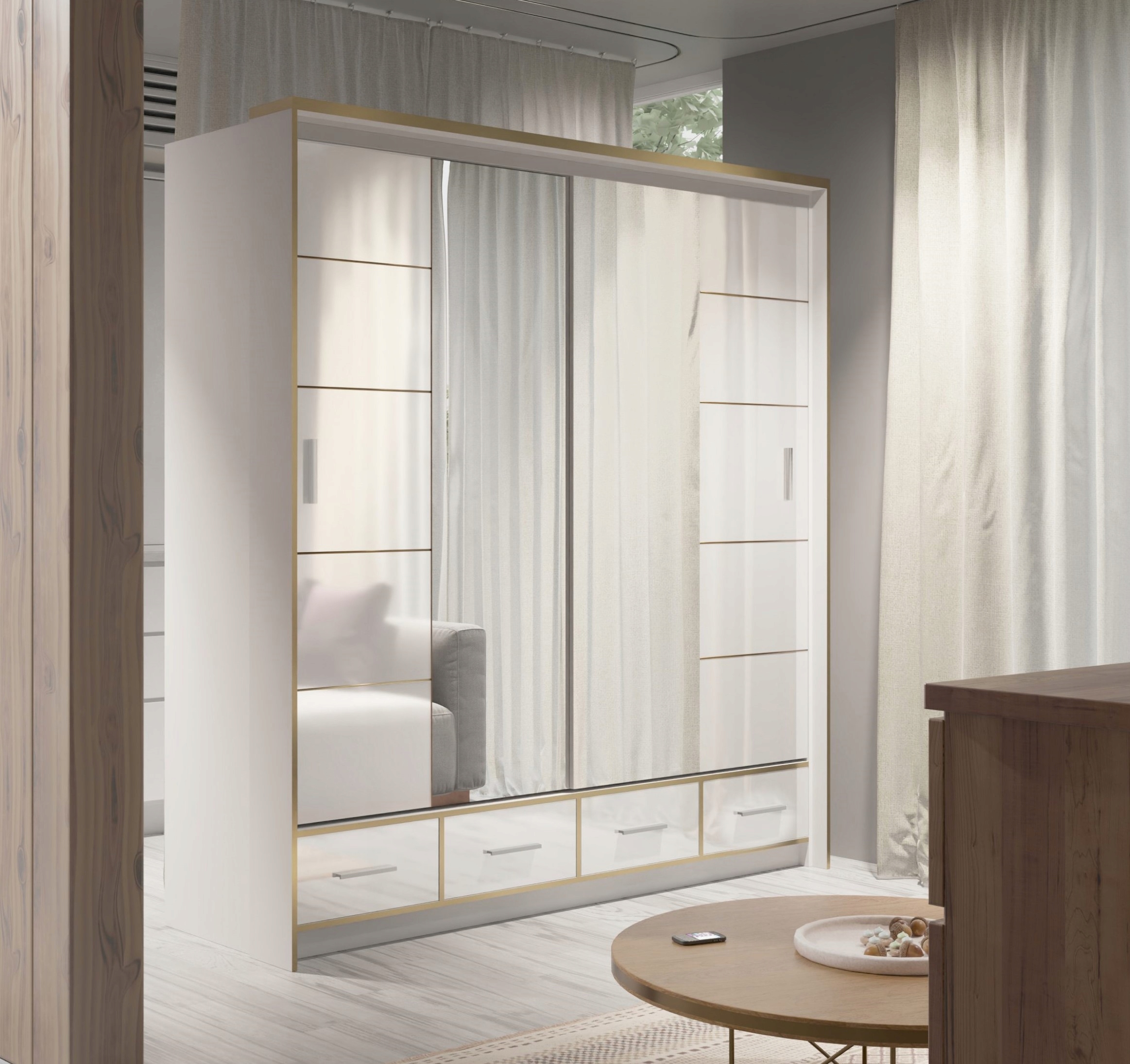 2-DRZWIOWA SZAFA SALSA 203X66X220 Z WNĘTRZEM SZARA Głębokość mebla 66 cm