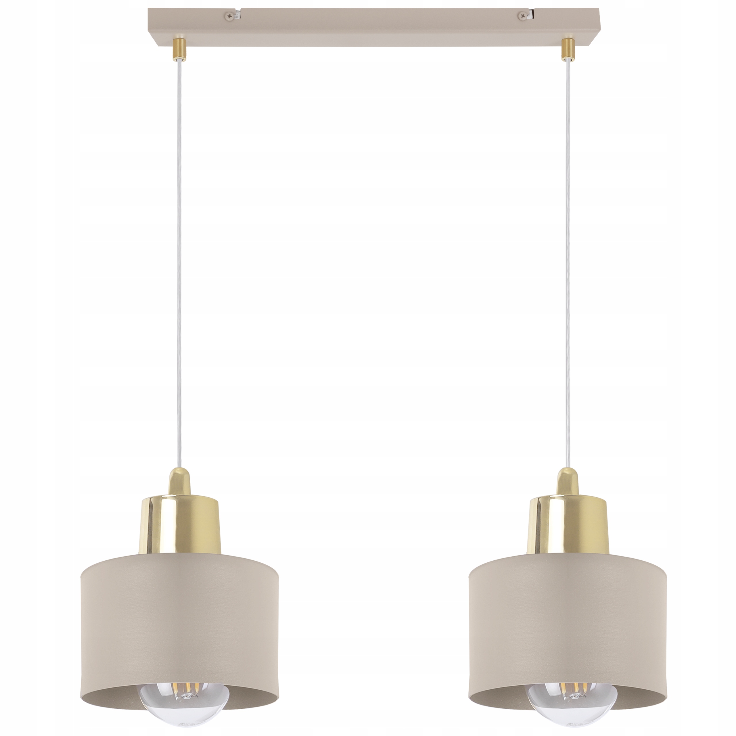 Závěsná Stropní Lampa Lustr Panta Béžová Dvojitá Kovová Do Kuchyně