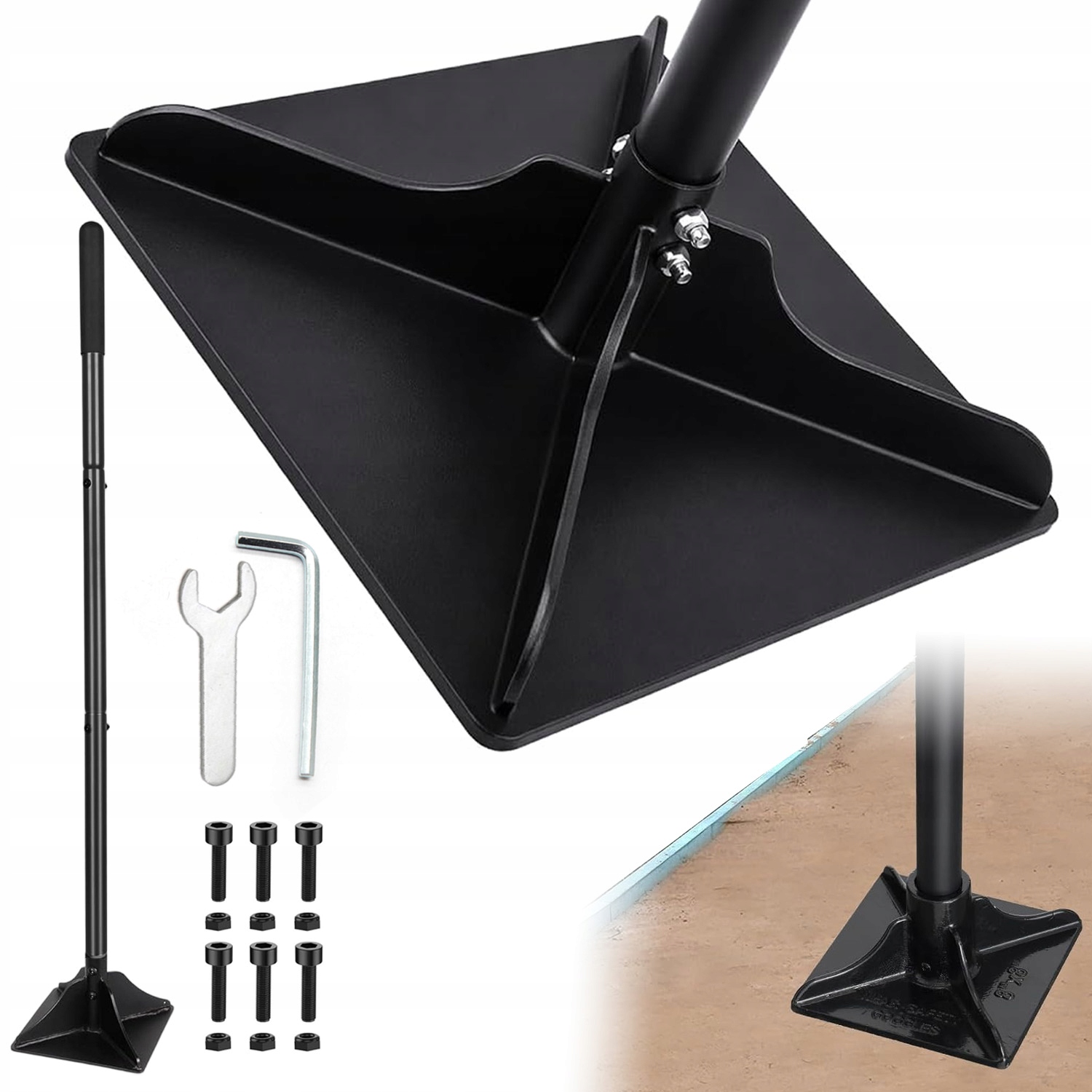 Pěchovadlo Zeminy Ocelová Hlava Ergonomická Rukojeť Regulace Výšky 122 CM