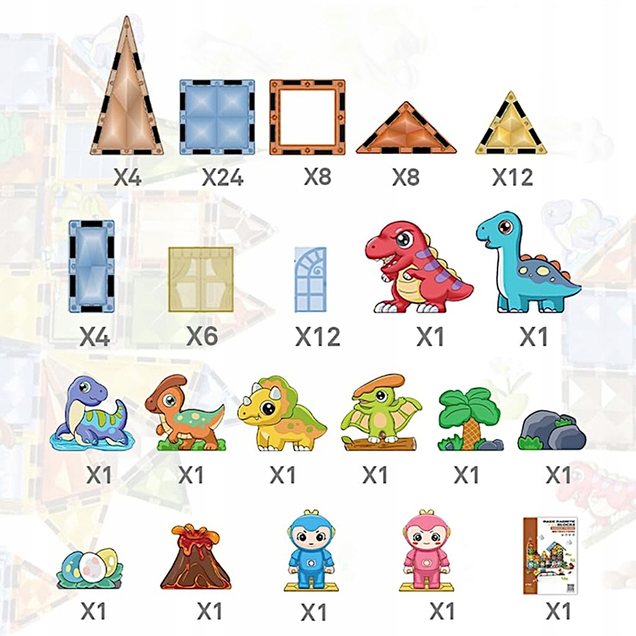 MÁGNESES ÉPÍTŐKOCKÁK GYEREKEKNEK MAGNETIC BLOCKS SZETT 90 DB-OS Gyermek életkora 3 év <