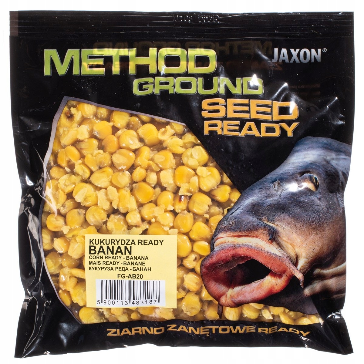Kukurydza Jaxon Method Ground Ready Banan 500g Skutecznie Wabi Ryby