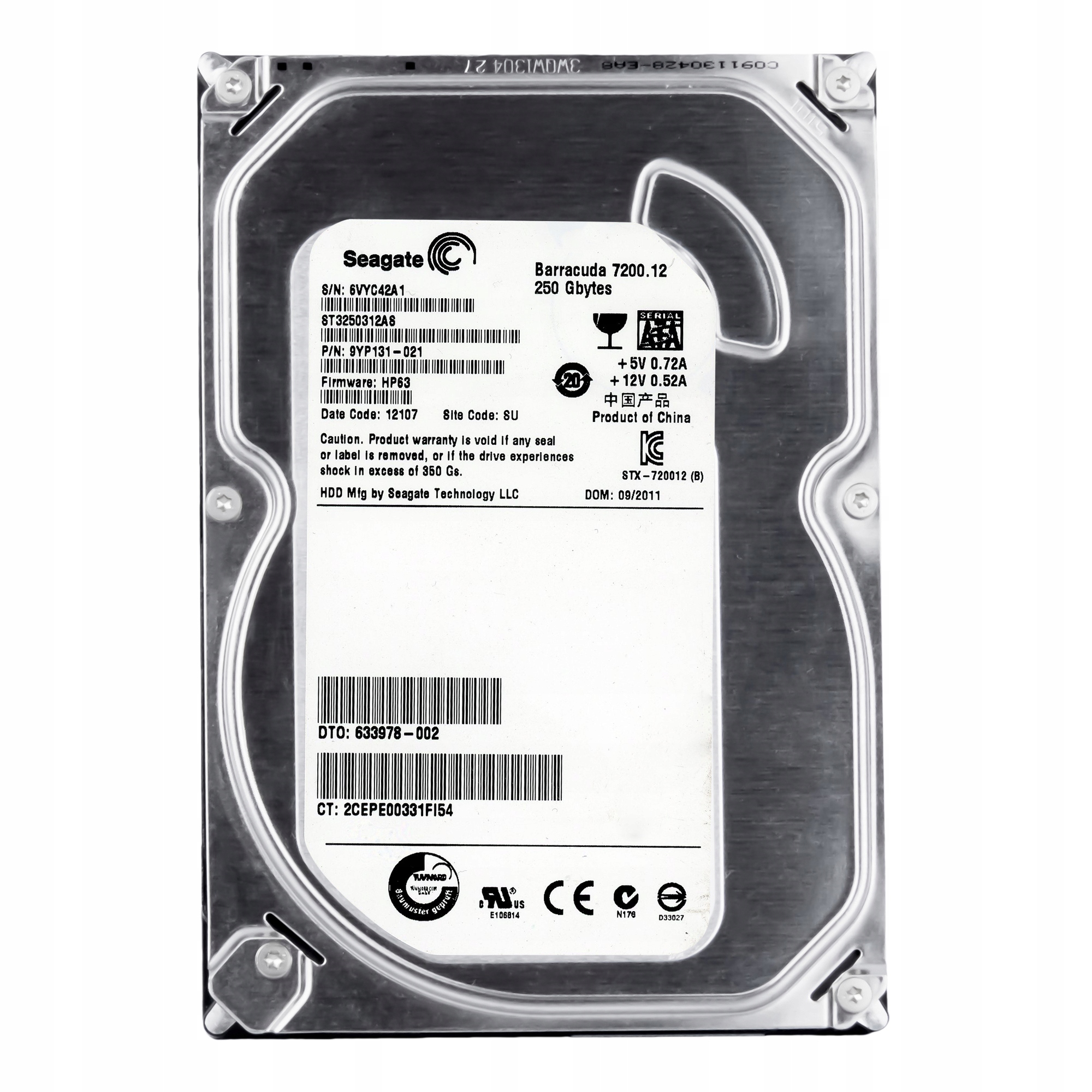 

Seagate 250GB 7.2K 8MB Sata III 3.5'' ST3250312AS