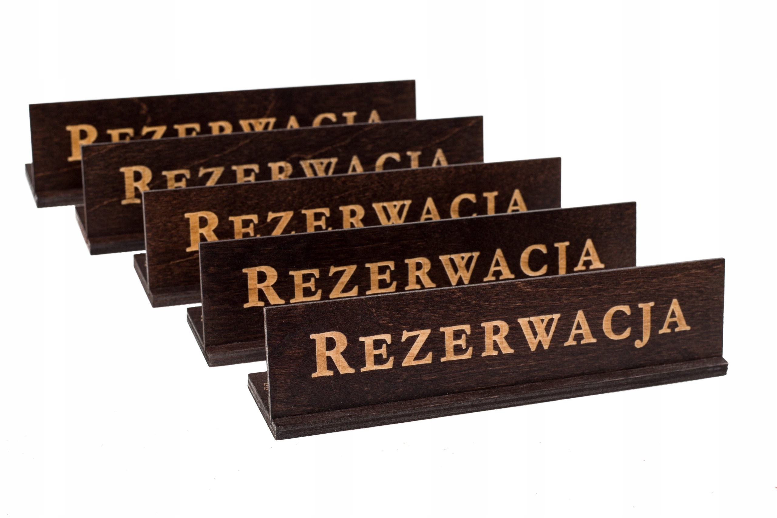 

Rezerwacja 5x drewniana tabliczka brąz Ow
