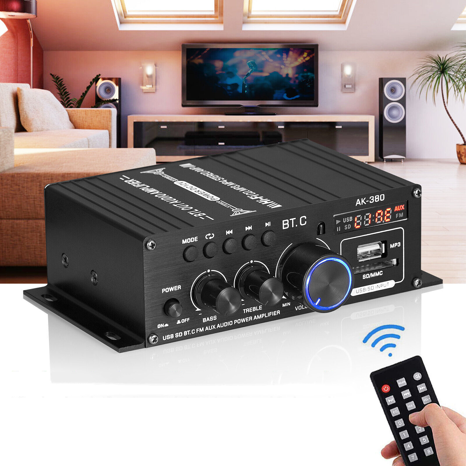 BLUETOOTH WZMACNIACZ AUDIO STEREO MINI WZMACNIACZ, DO DOMOWY, SAMOCHODOWEGO System dźwięku 2.0