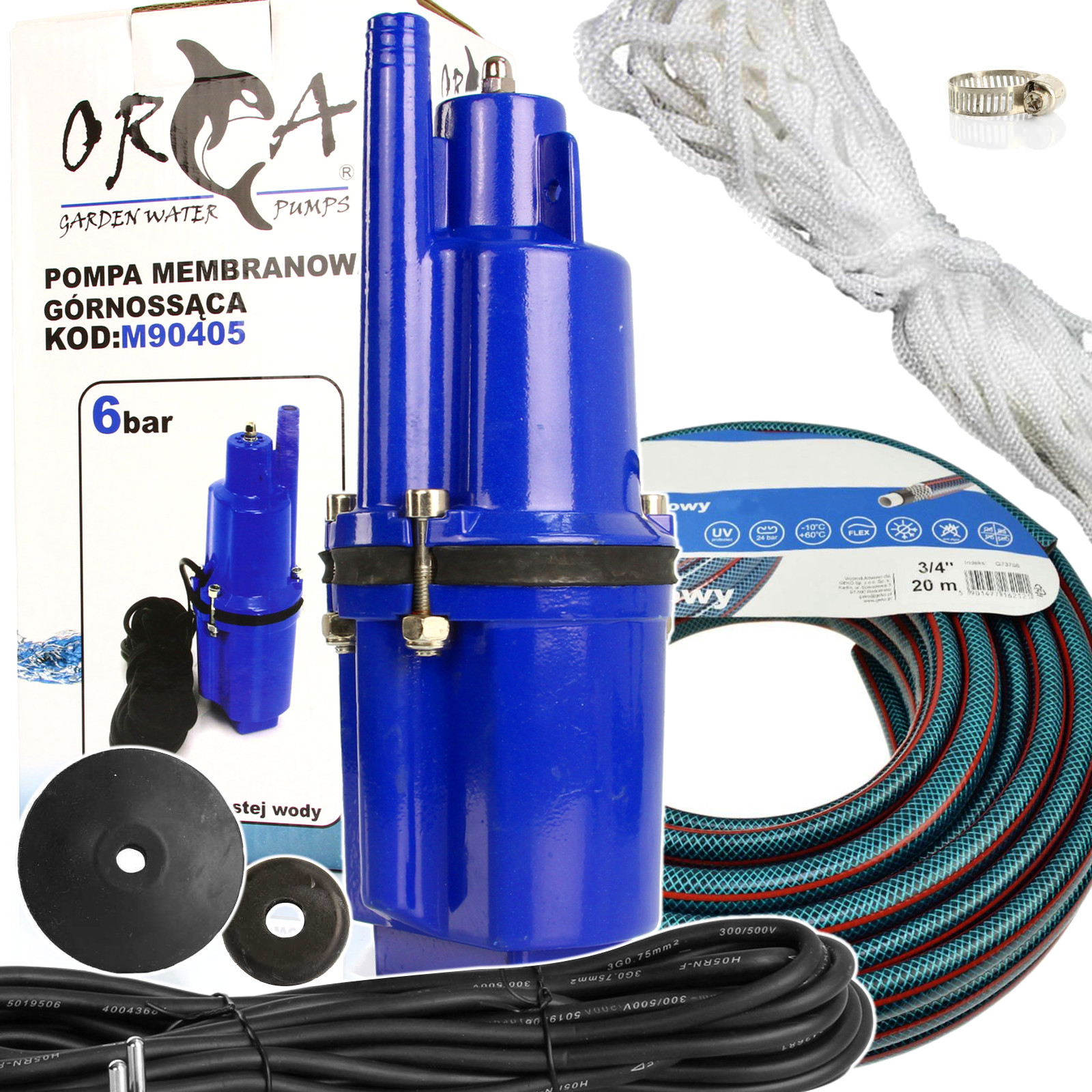 

Zatapialna Pompa Do Wody Studni Zestaw Z Wężem 30m