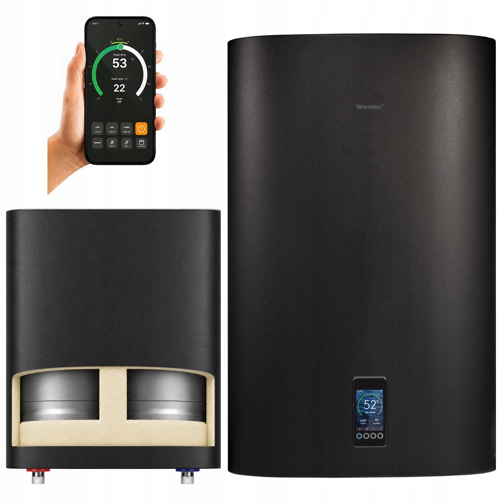Bojler elektryczny podgrzewacz 80l 2000W Wi-Fi czarny Warmtec BPC80-CZ