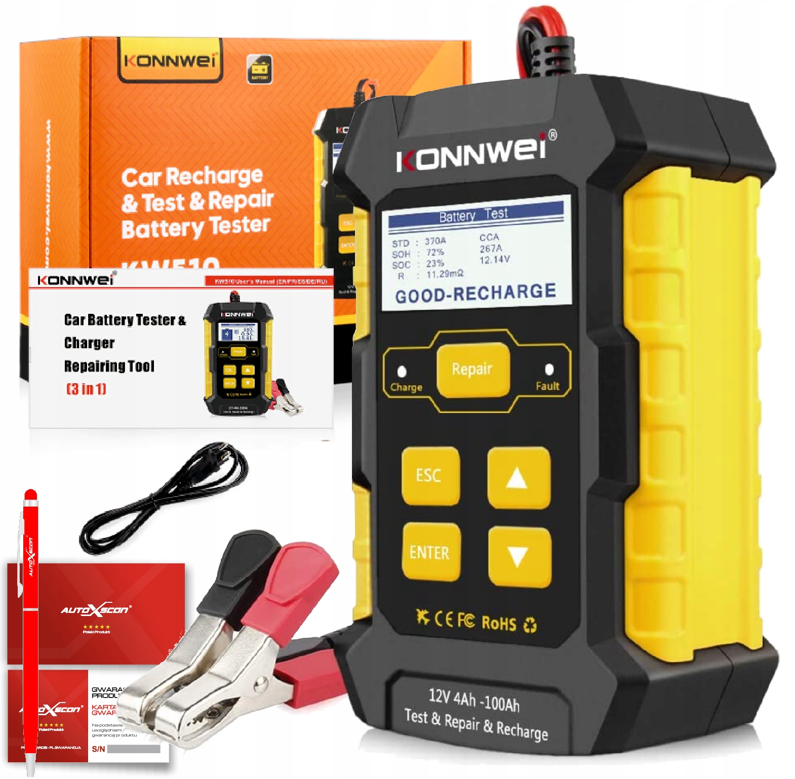 

Tester Akumulatora Konnwei KW510 12V Prostownik 5A