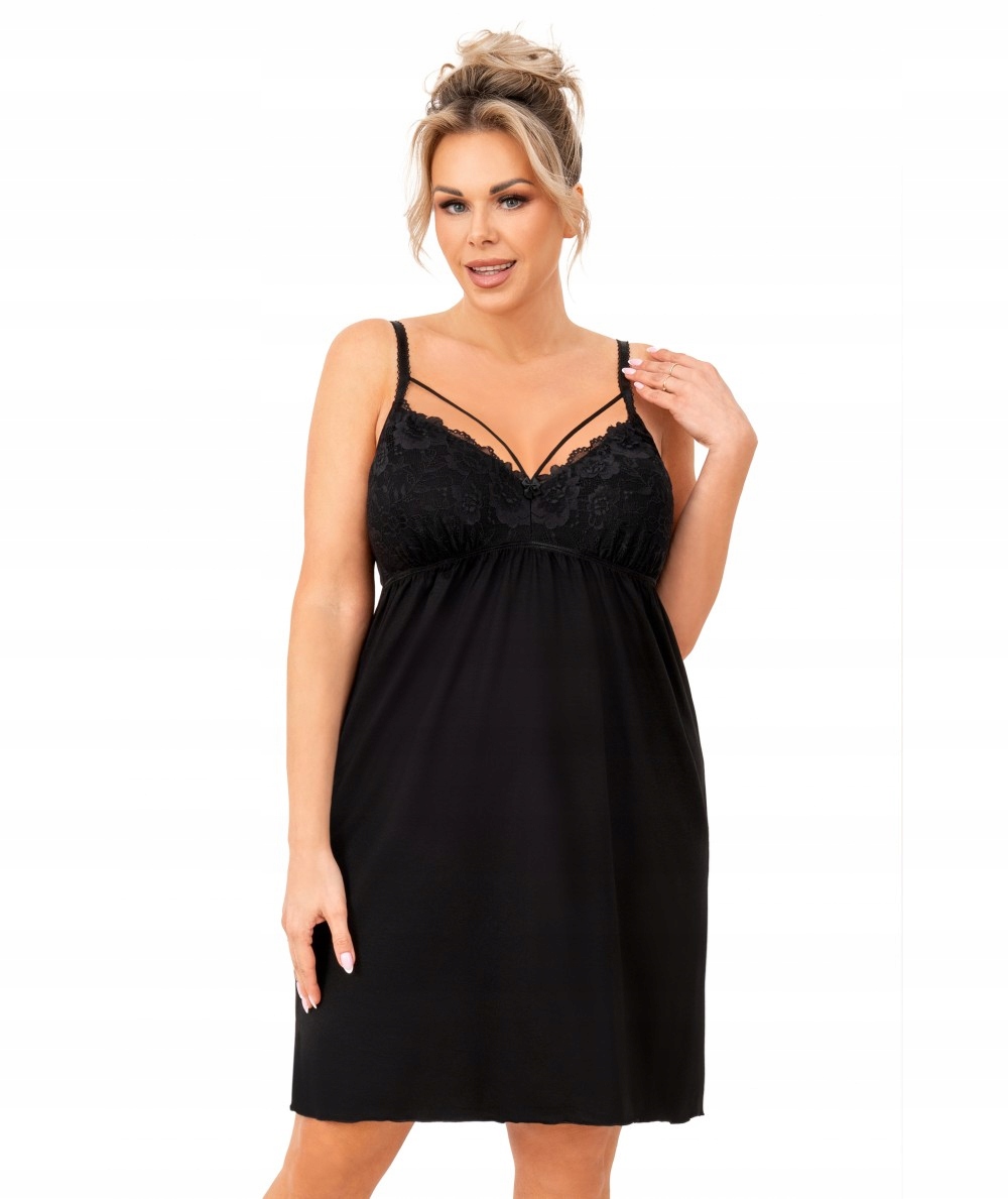 Donna Sylvia plus košile noční viskóza černá 6XL/52