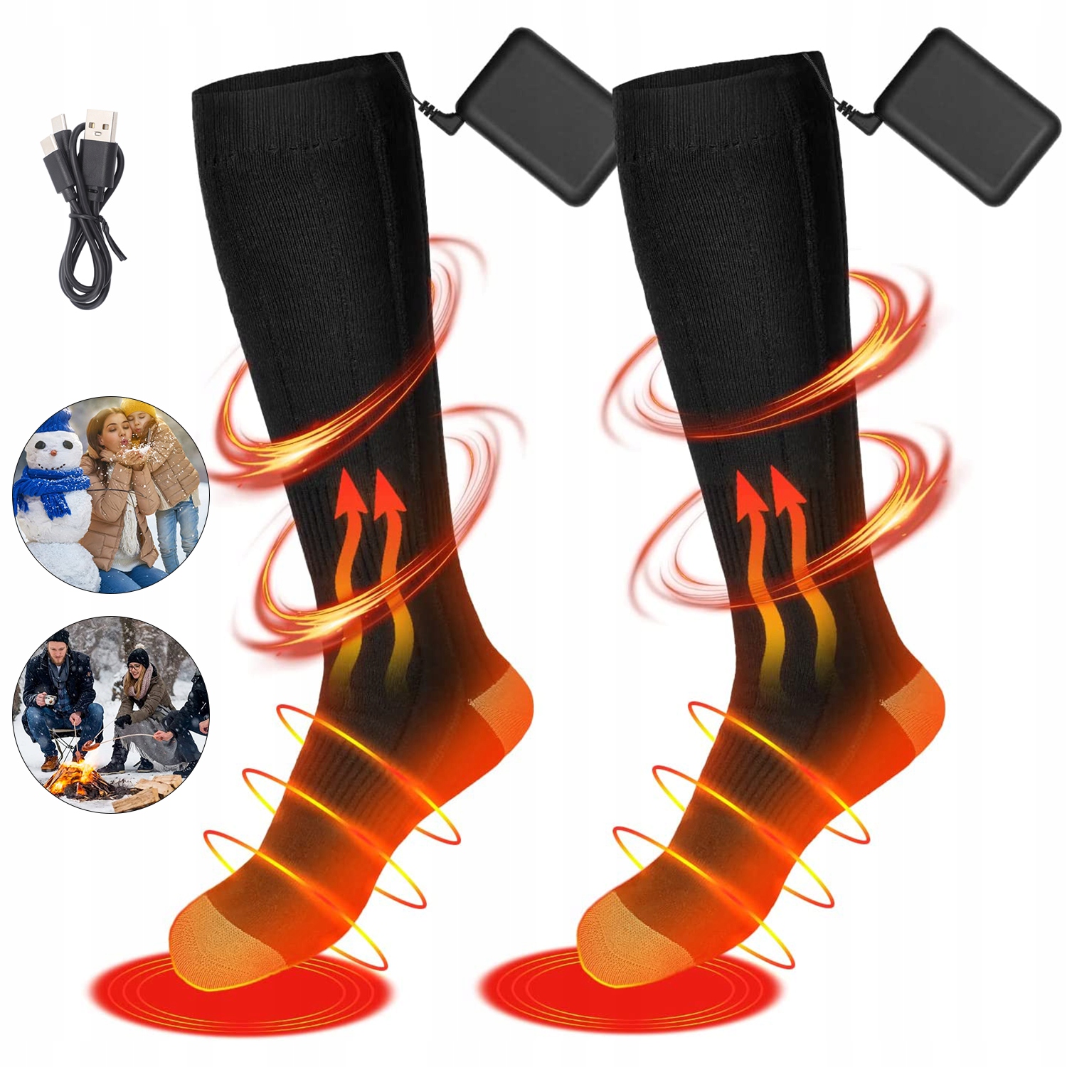 Elektryczne Podgrzewane Skarpety 4000MAH Termiczne Getry Do Stóp Zimowe