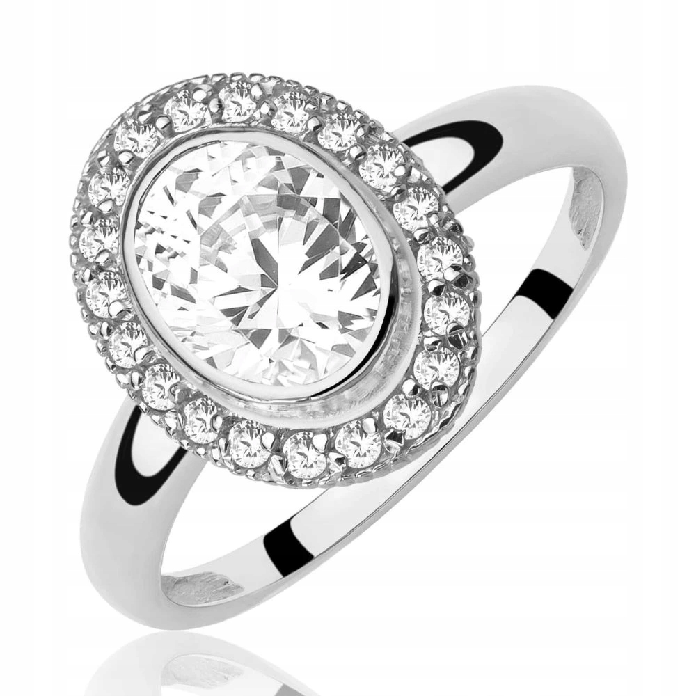 Stříbrný Prstýnek S Velkým Kamenem Zirkon, Luxusní, Zdobený Vel. 18