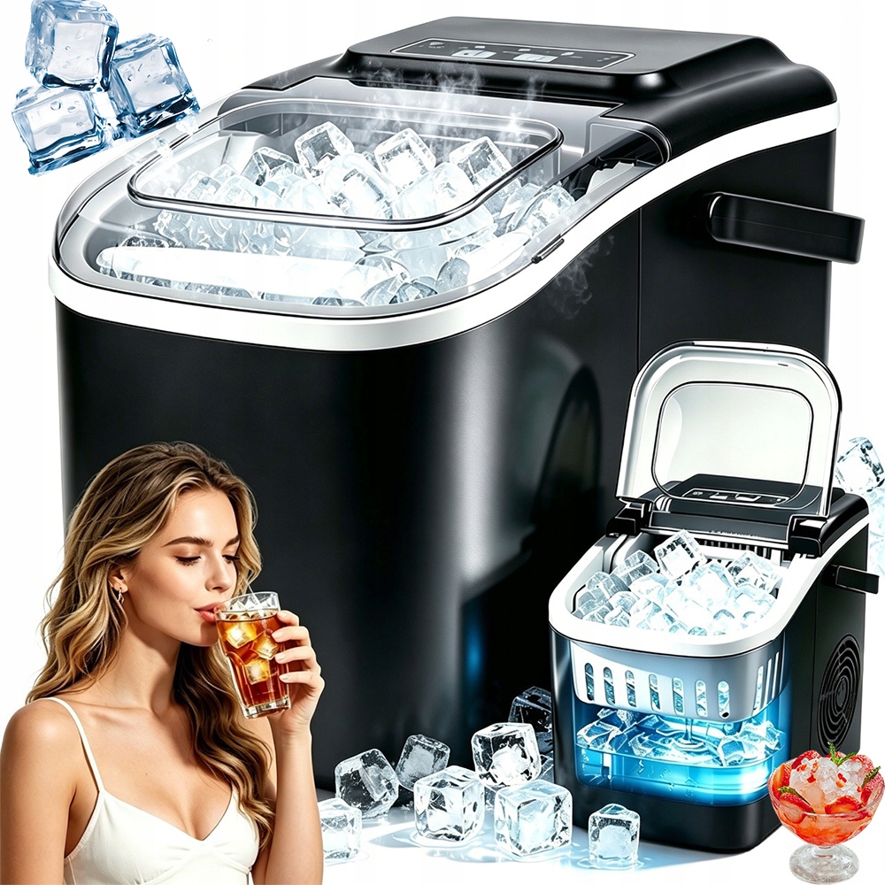 Výrobník Ledu S Rukojetí 12 Kg Za Den, Výroba 8 Kostek, 6 Minut, Tichý