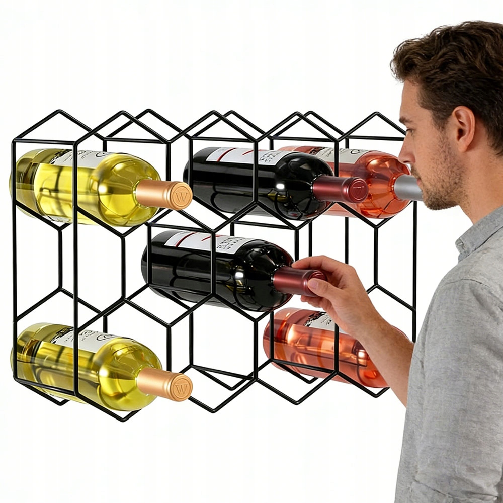 Stojan Na Víno Regál Skříňka Police Na Láhve Vína Černá Kovová Pevná
