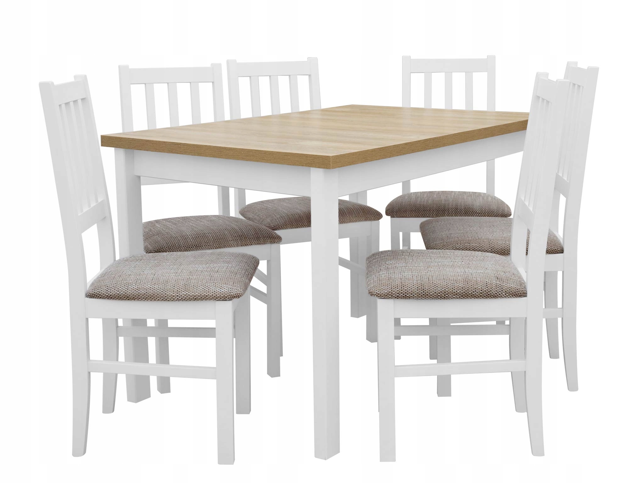 Rozkládací Stůl 6 Židlí Kuchyně Jídelna X006 Bílá/dub Grandson